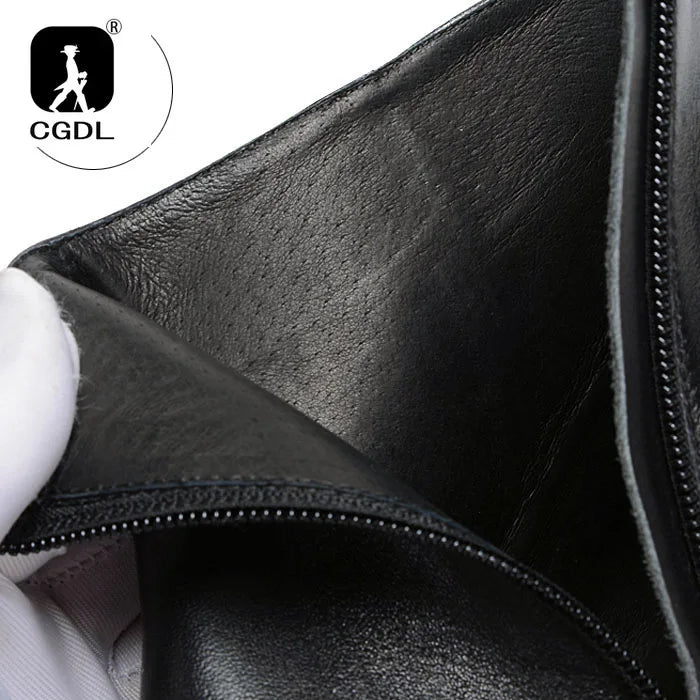 Men Ankle Boot High Heel Genuine Leather Men's Shoe Fashion Pointed Toe Dress Wedding Male Shoes Side Zipper Basic Boots for Men