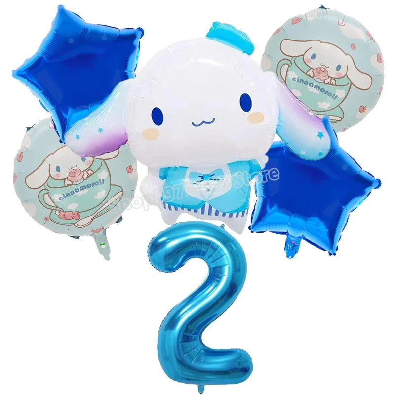 Cinnamoroll Birthday Balloons Girls Party Decoration Number Ballons Suit Cute Kawaii Ornaments Backdrop Baby Shower Decor Gift
