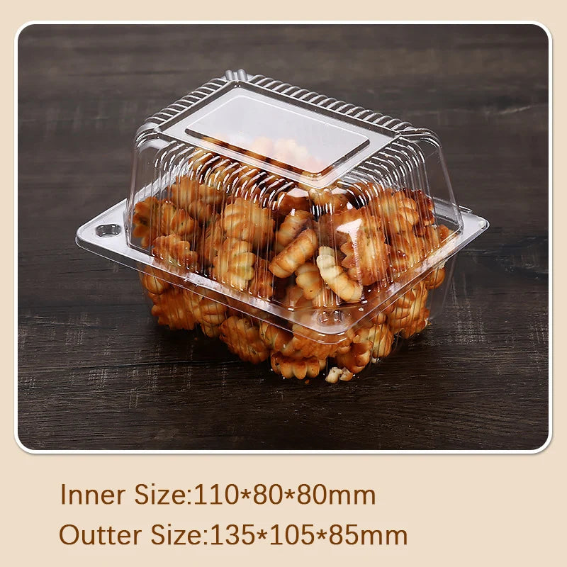 100Pcs Disposable Plastic Cake Packing Boes Clear Fruit Salad Bread Box Takeway Bento Boxes Party Cookie Cake Food Container