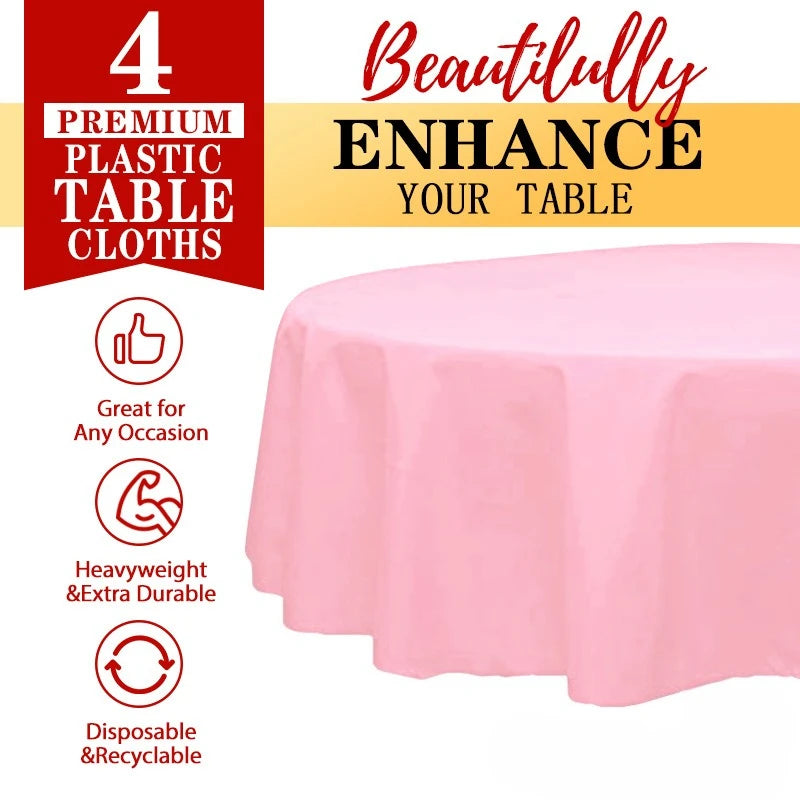 10pcs Plastic Table Cloth Disposable - 10 Pack, Disposable Table Cloths for Parties, Weddings,84'' White PlasticTablecloth,White