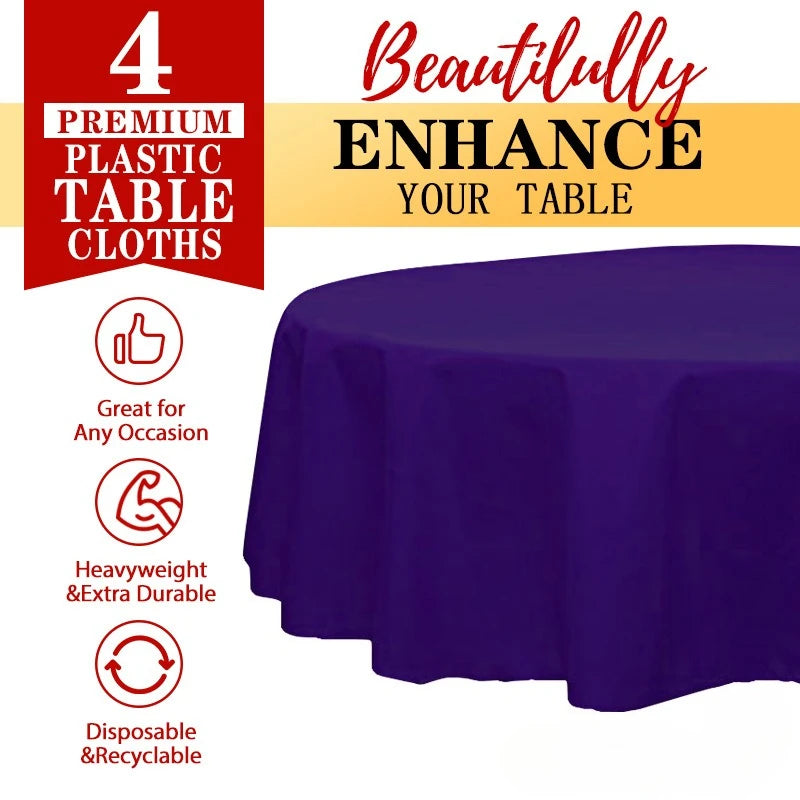 10pcs Plastic Table Cloth Disposable - 10 Pack, Disposable Table Cloths for Parties, Weddings,84'' White PlasticTablecloth,White