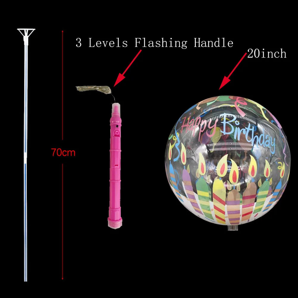 1/5/10/20/30pcs LED Light Up BoBo Balloons Colorful 3 Levels Flashing Handle 20 Inches Bubble Balloon 70cm Stick