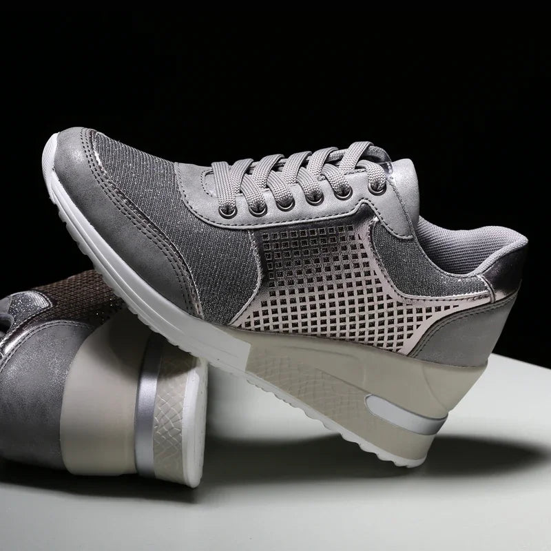 Height Increasing Women's Vulcanized Shoes Light Breathable  Walking Shoes Platform Shoes for Women Wedge Sneakers Handmade