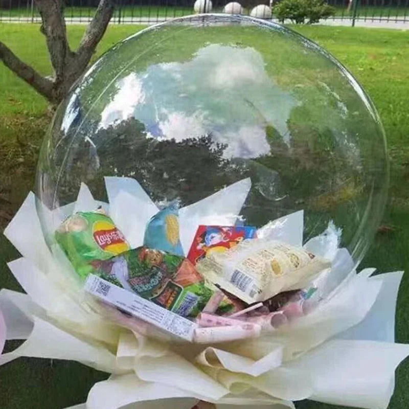 Giant Clear Bobo Balloons Large Transparent PVC Bubble Balloons Wide Mouth Design to Stuffing Snacks Dolls Gifts Bobo Ballon