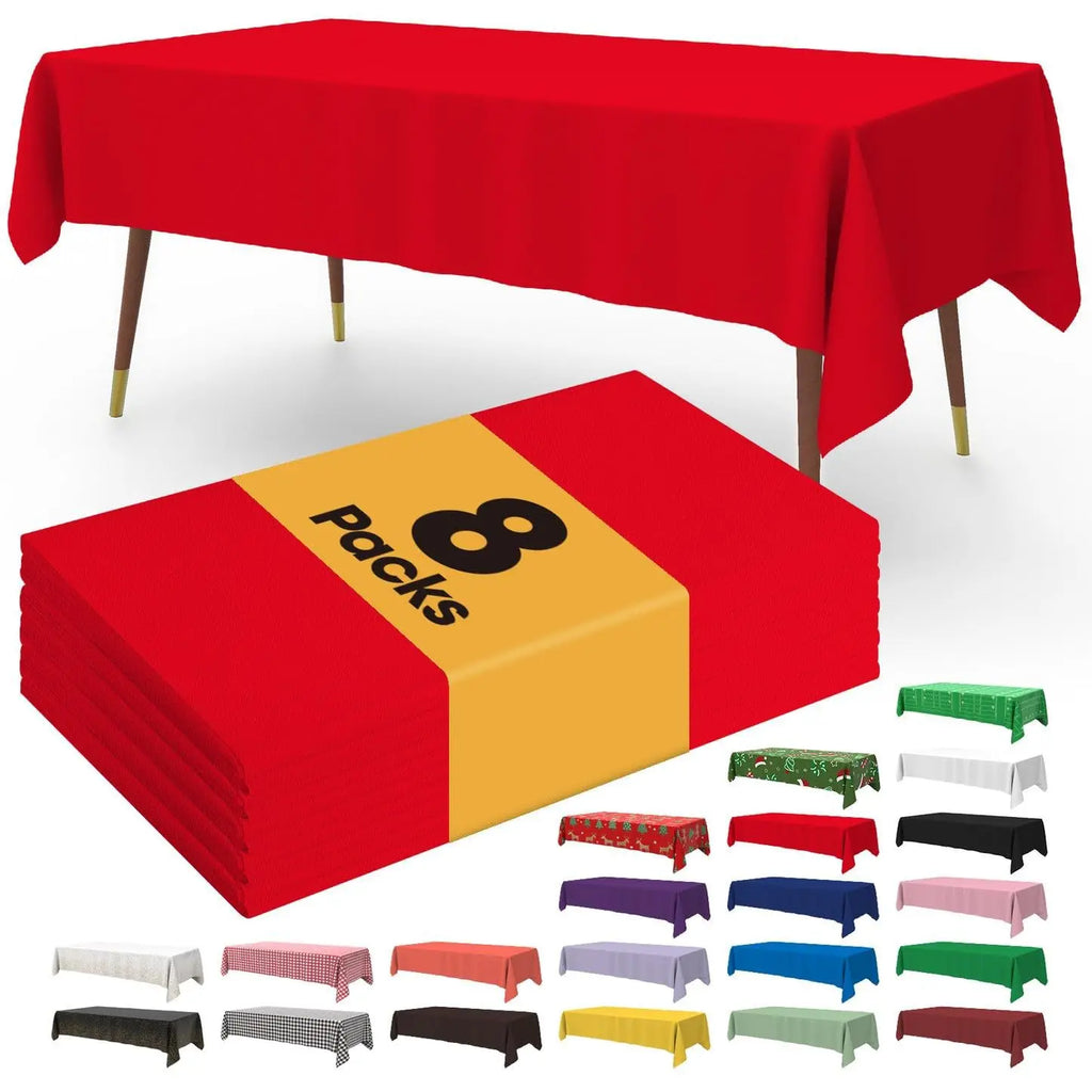 Plastic tablecloth disposable - 8 packs, tablecloth for rewinding tables, 54 "x108" decorative tablecloth, suitable for parties