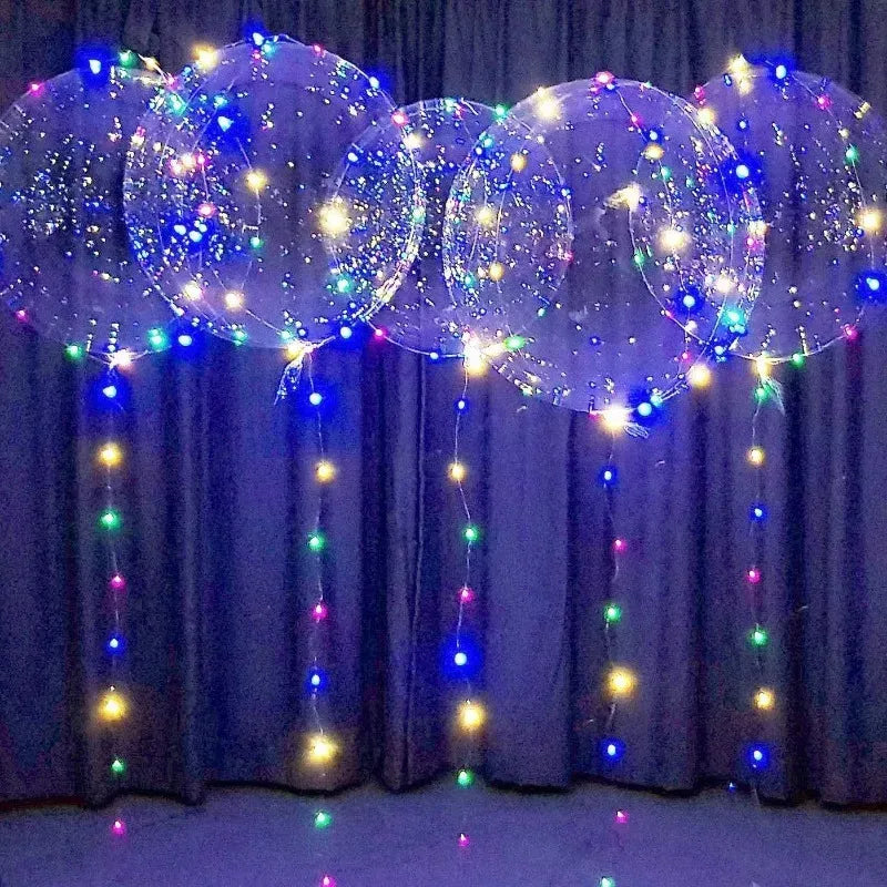 1PC Helium-Compatible LED Bobo Balloons - 18-Inch Transparent Glowing Balls, Colorful/Warm Light-Up Design