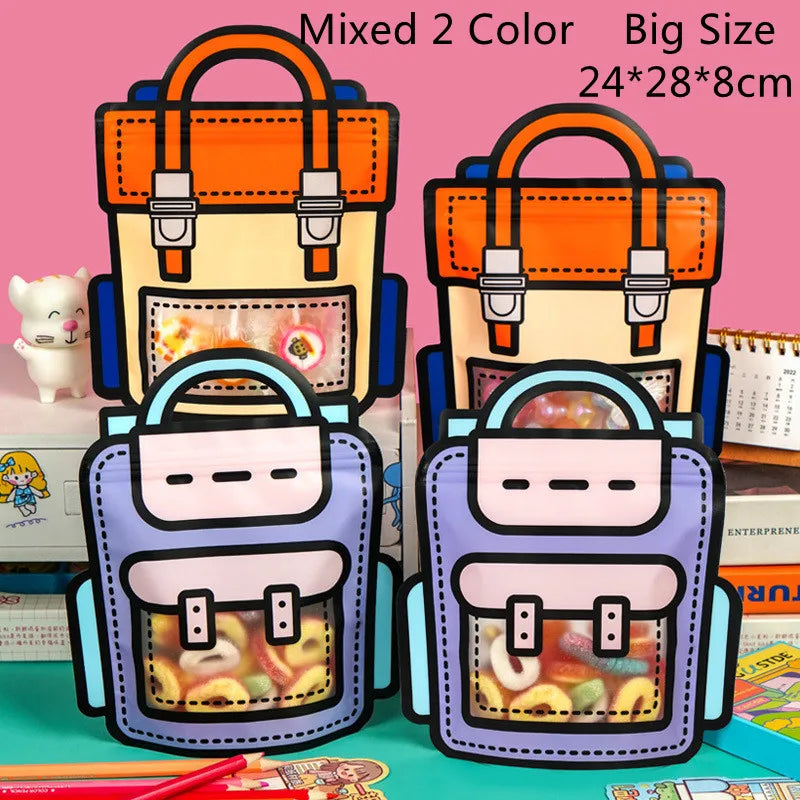 LBSISI Life,Backpack Plastic Bags For Candy Chocolate Cookie Nougat Biscuit Packing Gift Zipper Bags For Children Day,50pcs