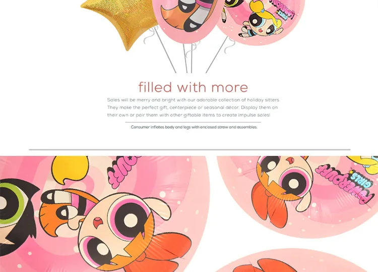 The Powerpuff Girls Aluminum Foil Balloons Blossom Helium Air Globos Birthday Party Decorations Baby Shower Kids Toy Photo Props