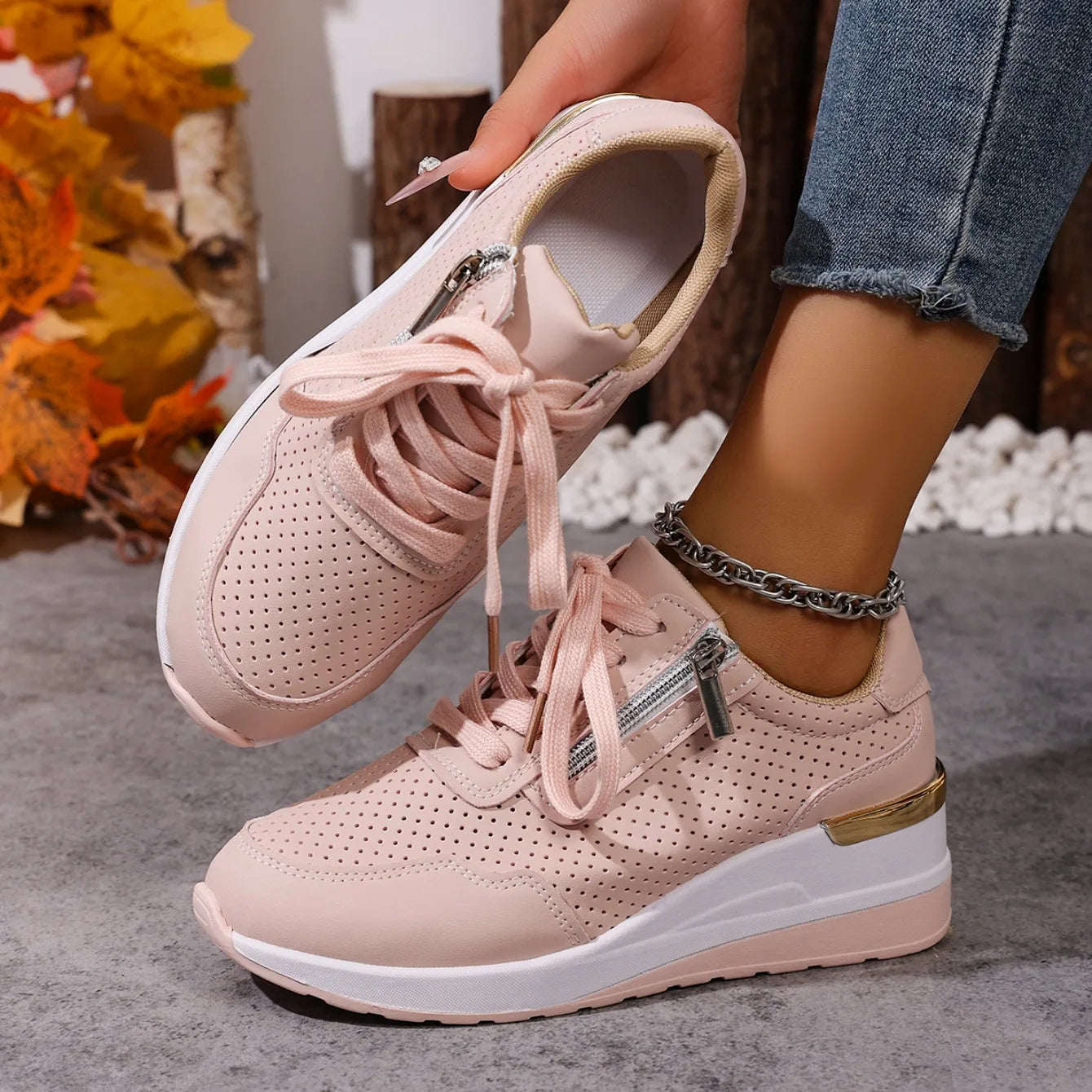 Brand Designer sneakers 2025 New Women Casual Shoes Height Increasing Sport Wedge Shoes Air Cushion Comfortable Sneakers