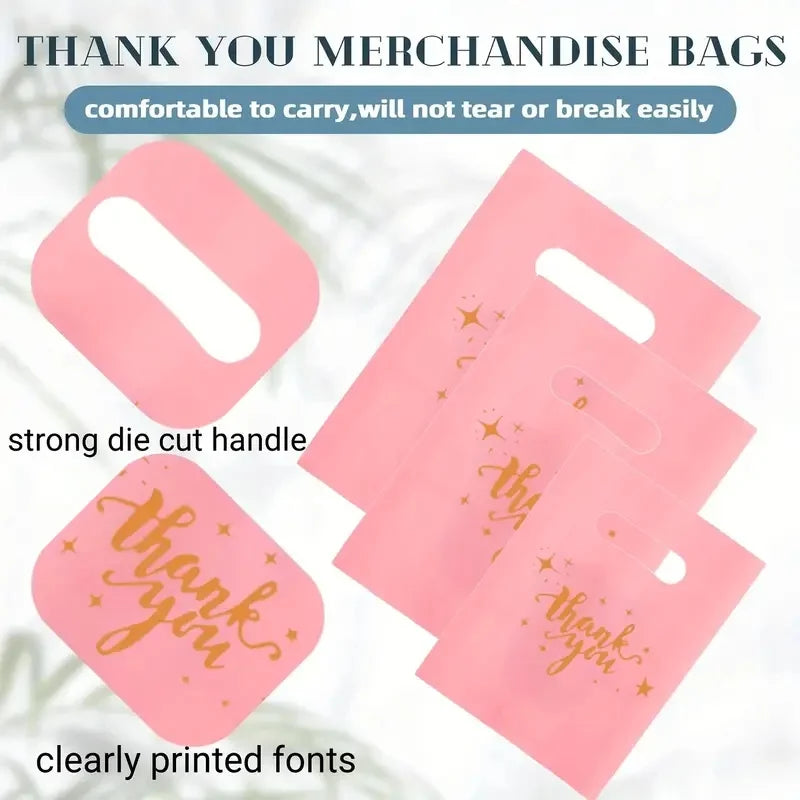 12/30/60/100 pieces durable plastic bag with handle-small business, retail store, boutique, gift, shopping promotion party