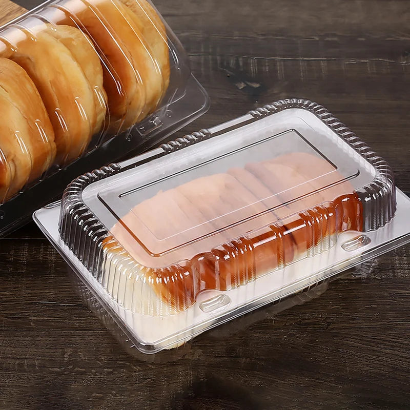 100Pcs Disposable Plastic Cake Packing Boes Clear Fruit Salad Bread Box Takeway Bento Boxes Party Cookie Cake Food Container
