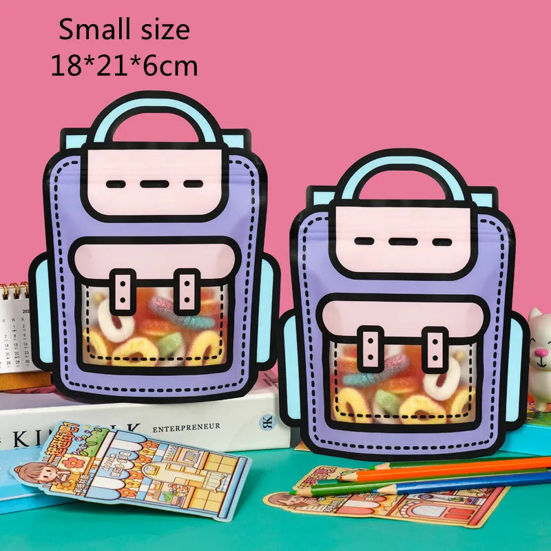 LBSISI Life,Backpack Plastic Bags For Candy Chocolate Cookie Nougat Biscuit Packing Gift Zipper Bags For Children Day,50pcs