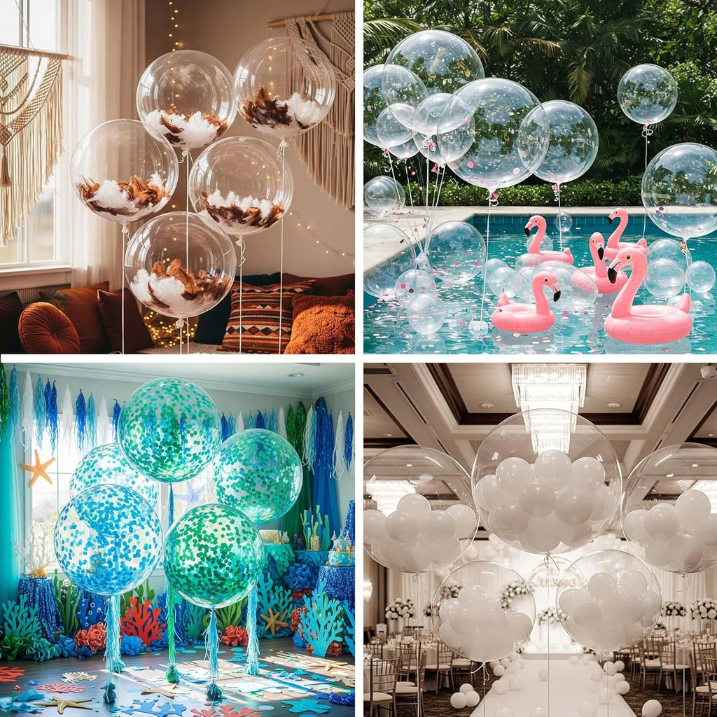Transparent Bobo Balloon for Stuffing Flowers Led Light Up Valentine's Day Wedding Birthday Graduation Party Decoration