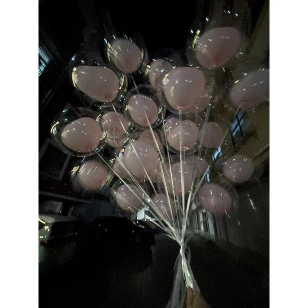Transparent Bobo Balloons with Pink Blue Heart Latex Balloon Birthday Party Wedding Valentine's Day Gifts Home Decorations 20Pcs