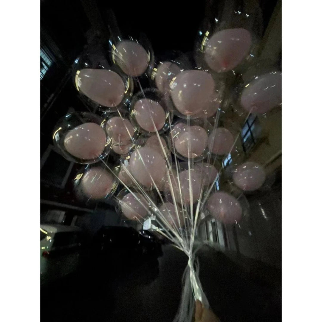 Transparent Bobo Balloons with Pink Blue Heart Latex Balloon Birthday Party Wedding Valentine's Day Gifts Home Decorations 20Pcs