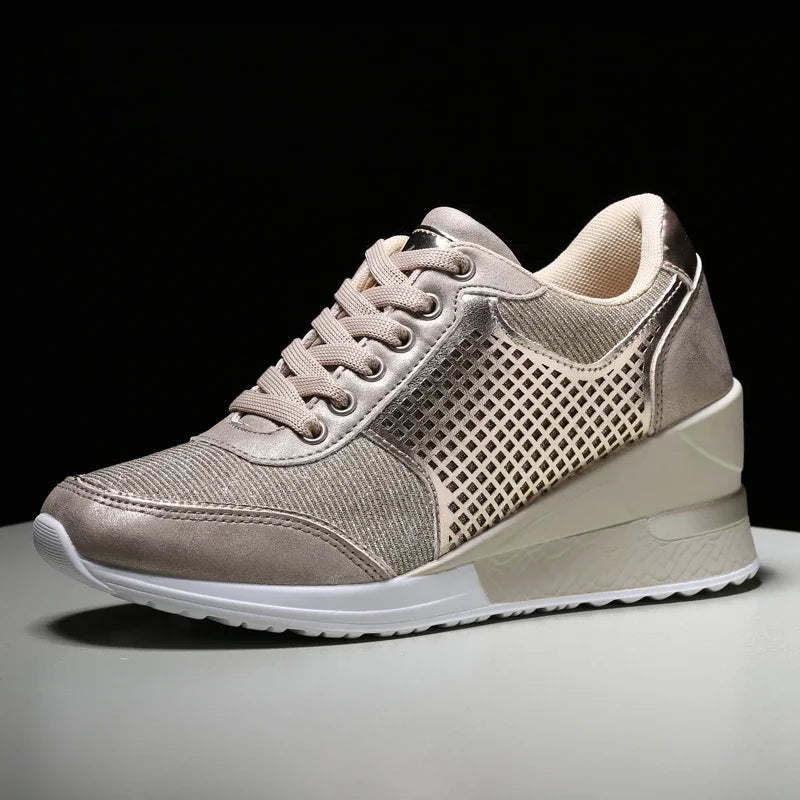 Height Increasing Women's Vulcanized Shoes Light Breathable  Walking Shoes Platform Shoes for Women Wedge Sneakers Handmade