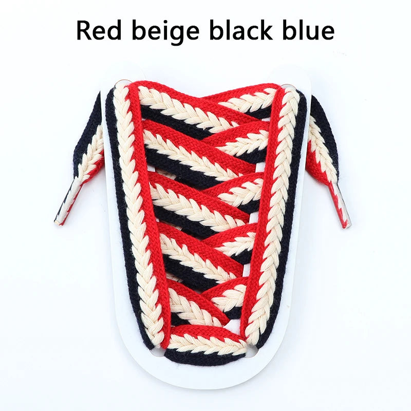 Flat Shoelaces for Sneakers Shoe laces Wide1.5cm Luxury Rainbow Shoelace For Women Man Textured Weave Color Classic Shoestrings