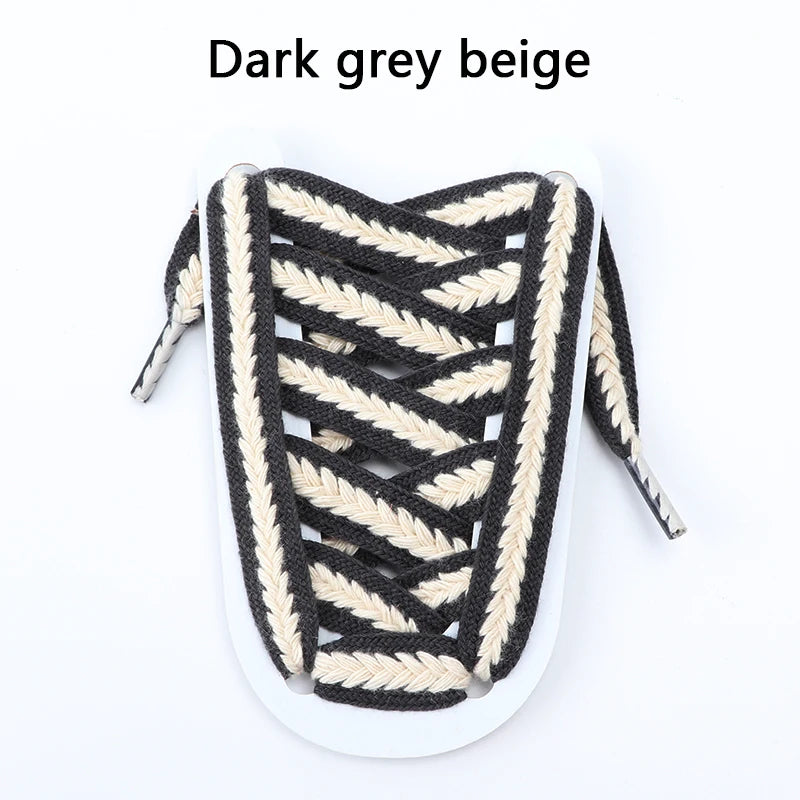 Flat Shoelaces for Sneakers Shoe laces Wide1.5cm Luxury Rainbow Shoelace For Women Man Textured Weave Color Classic Shoestrings