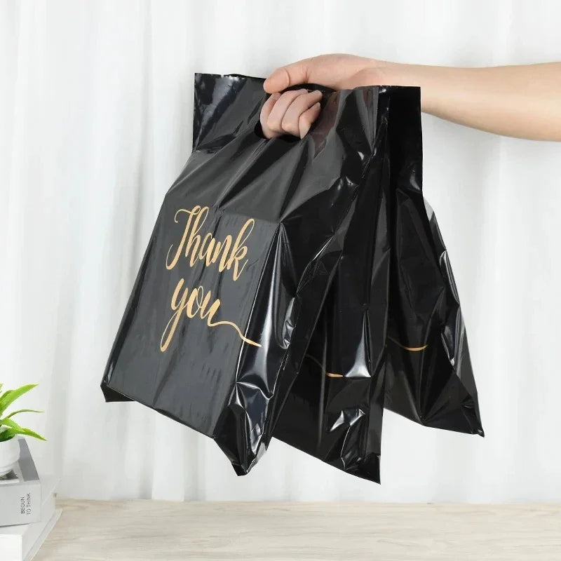 100Pcs Thank You Plastic Bags Christmas Gift Packaging Bag Bread Pack Bag Small Business Plastic Gift Decoration Bag