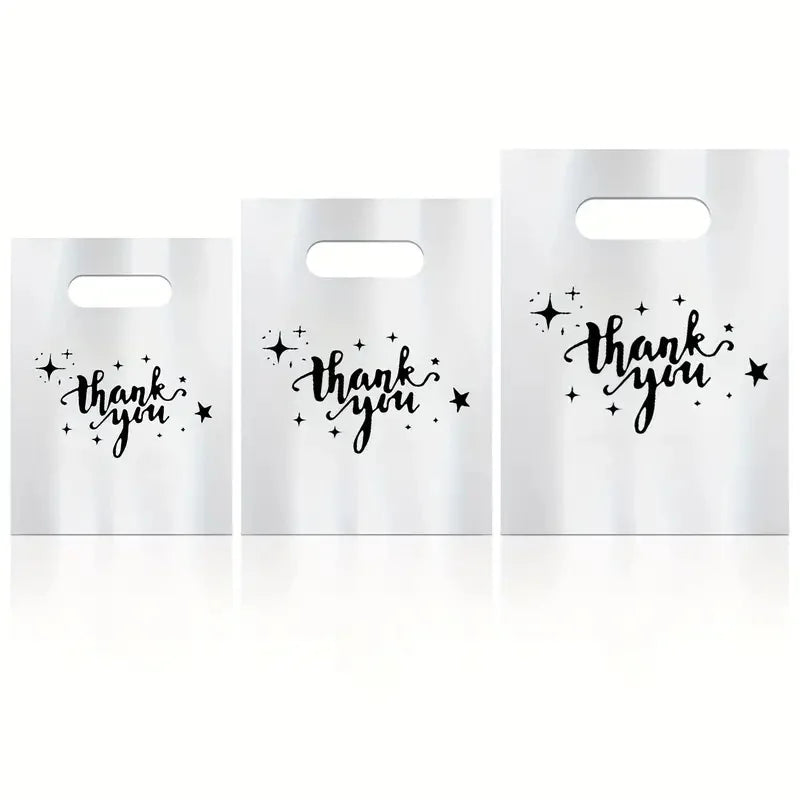 12/30/60/100 pieces durable plastic bag with handle-small business, retail store, boutique, gift, shopping promotion party