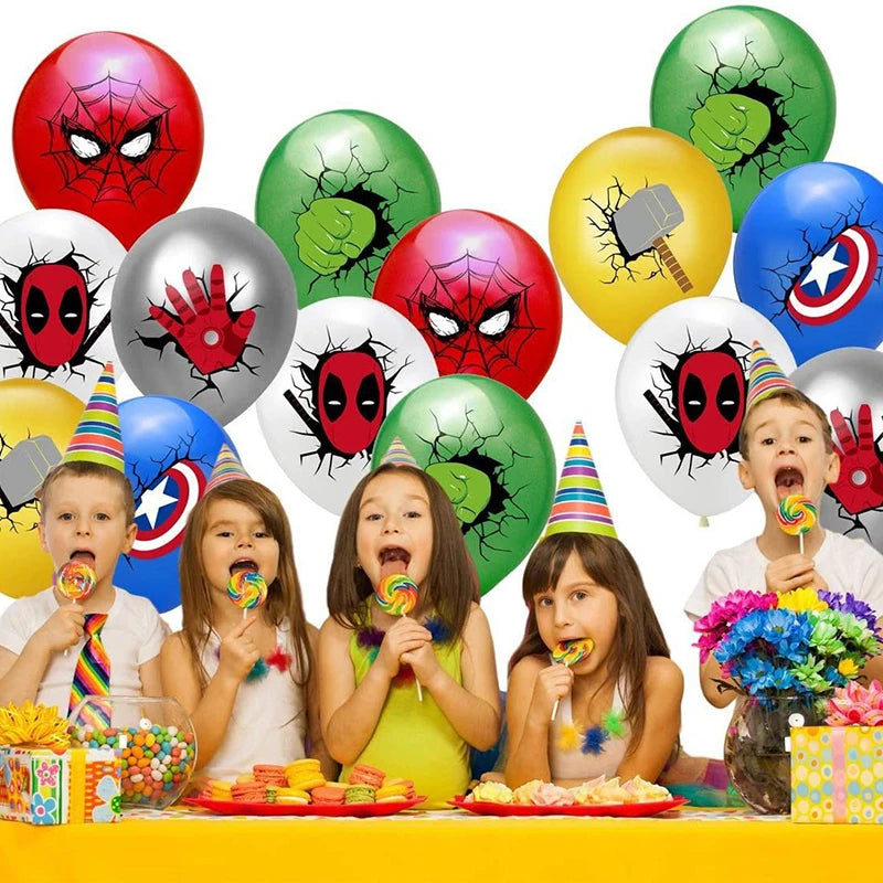 12Pcs Marvel Theme Latex Balloons Boys Birthday Party Decor Kids Toy Photo Props Baby Shower Supplies 12 inch Balloon