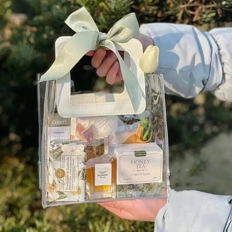 5/15 PVC Gift Bags Packing Bag with Handle Wedding Accessories Festival Souvenir Party Present Candy Jewelry Packaging Home