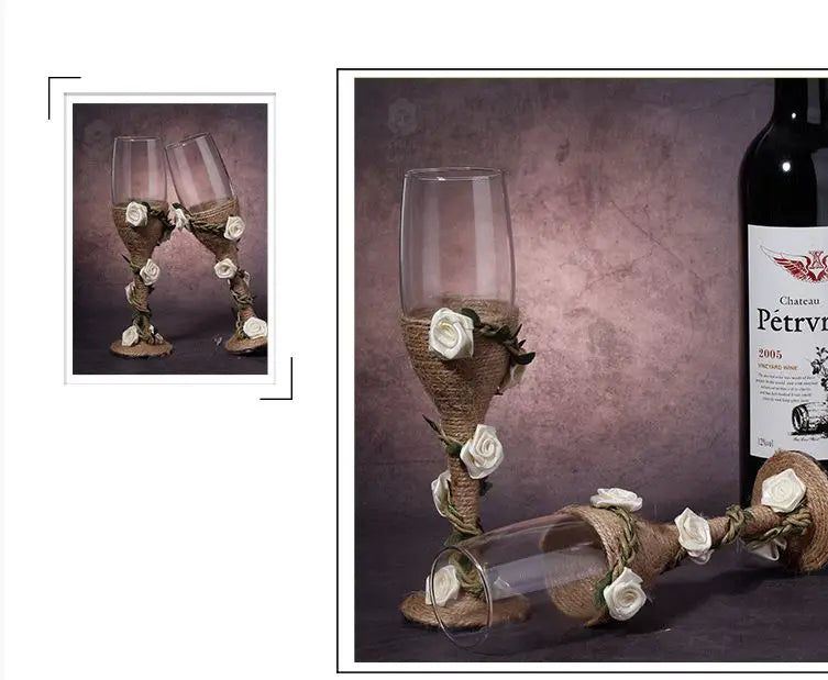 A Pair Exquisite Flute Cup Celebration Romantic Wedding Champagne Cup Lovers Glass Cup Special Gift Suitable for Wedding Party