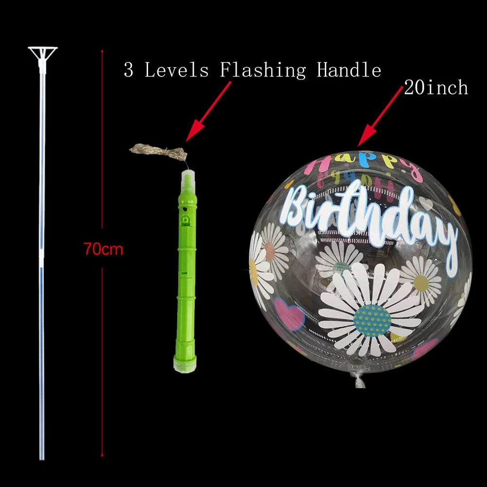 1/5/10/20/30pcs LED Light Up BoBo Balloons Colorful 3 Levels Flashing Handle 20 Inches Bubble Balloon 70cm Stick