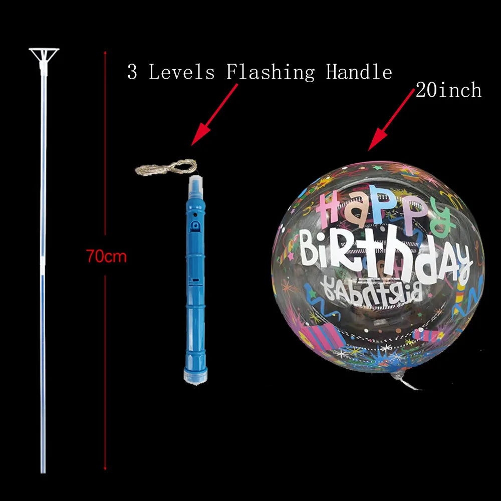 1/5/10/20/30pcs LED Light Up BoBo Balloons Colorful 3 Levels Flashing Handle 20 Inches Bubble Balloon 70cm Stick