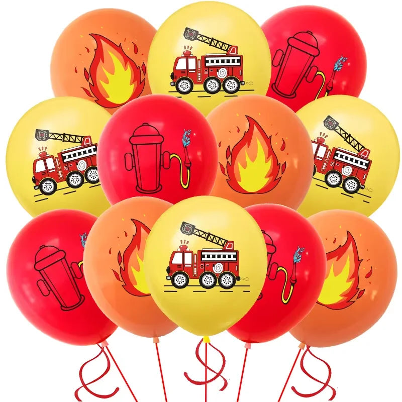 12inch Fire Truck Balloons Kit Birthday Party Decoration Latex Balloon Baby Shower Fireman Firefighter Boy Favorite Gift Supplie