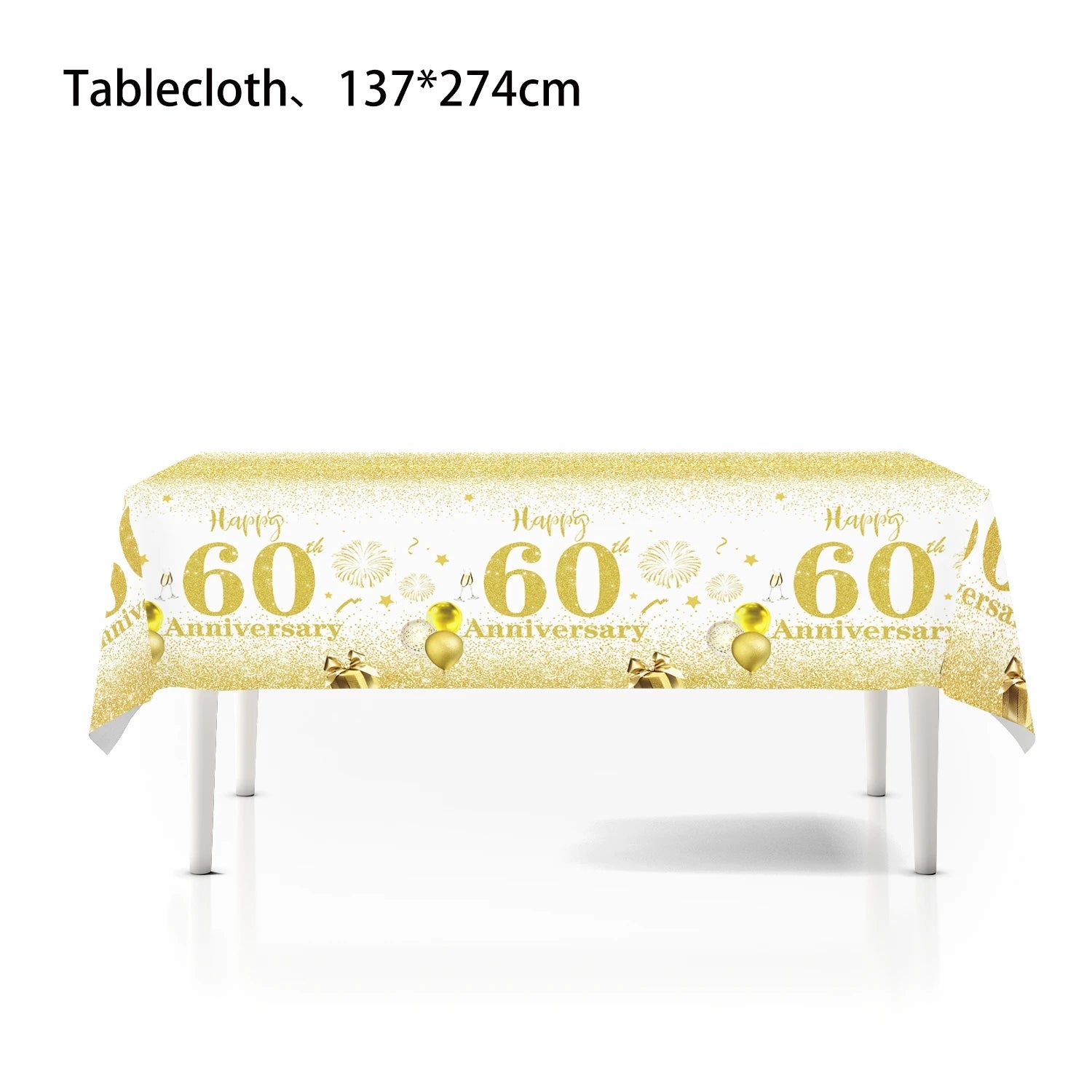 1/3/5packs 40th 50th 60th Birthday Plastic Tablecloth Black Gold Happy 40th/50th/60th Anniversary Party Decors for Men Women