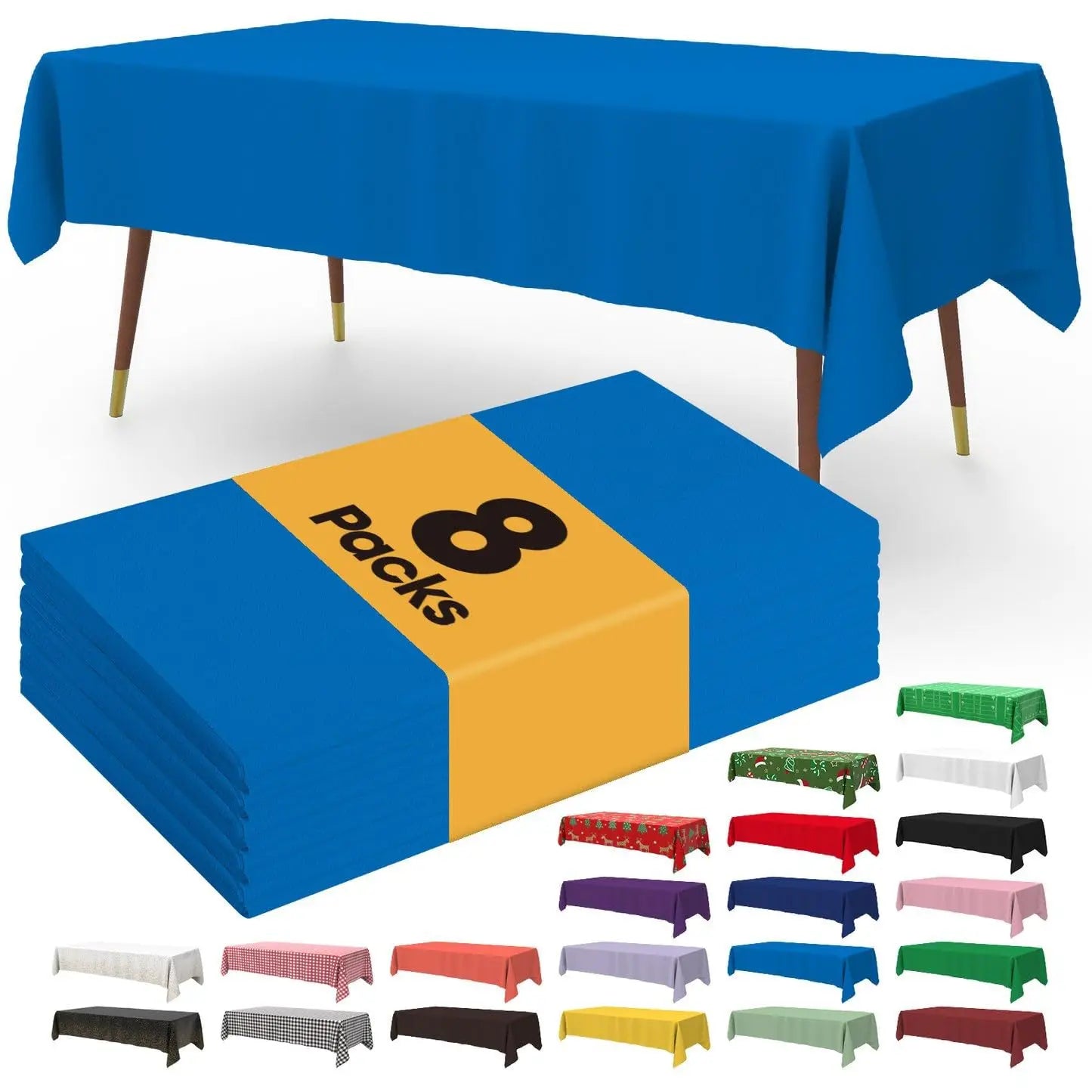 Plastic tablecloth disposable - 8 packs, tablecloth for rewinding tables, 54 "x108" decorative tablecloth, suitable for parties