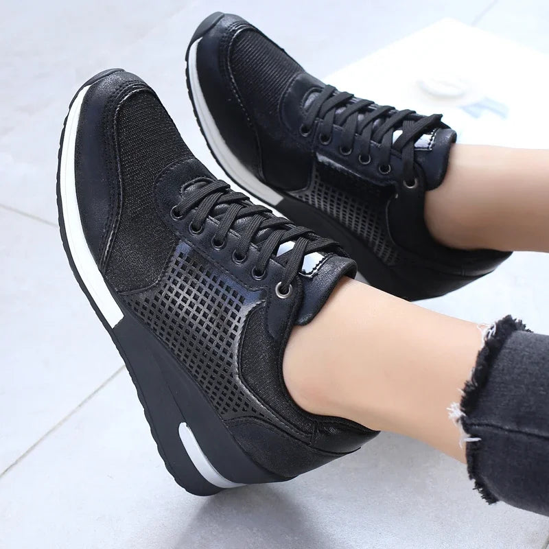 Height Increasing Women's Vulcanized Shoes Light Breathable  Walking Shoes Platform Shoes for Women Wedge Sneakers Handmade