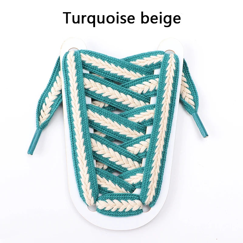 Flat Shoelaces for Sneakers Shoe laces Wide1.5cm Luxury Rainbow Shoelace For Women Man Textured Weave Color Classic Shoestrings