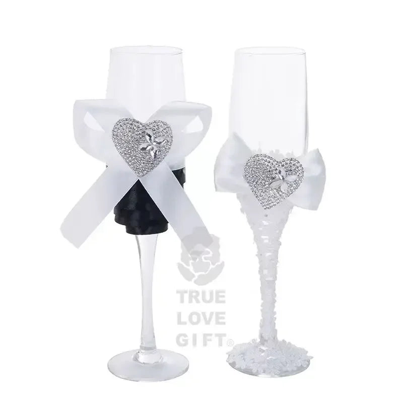 A Pair Exquisite Flute Cup Celebration Romantic Wedding Champagne Cup Lovers Glass Cup Special Gift Suitable for Wedding Party