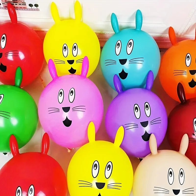 10pcs Cute Bunny Head Balloons - Mixed Color Latex, Perfect for Easter and Festive Decorations with Long Ears Design, Decorative