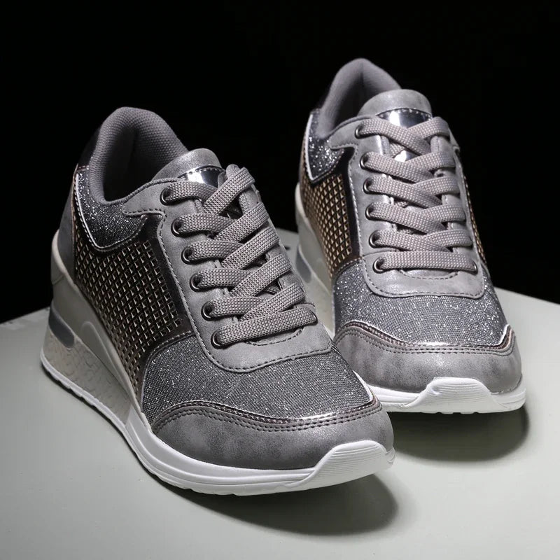 Height Increasing Women's Vulcanized Shoes Light Breathable  Walking Shoes Platform Shoes for Women Wedge Sneakers Handmade