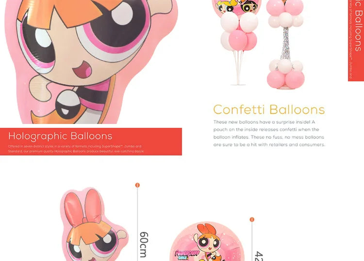 The Powerpuff Girls Aluminum Foil Balloons Blossom Helium Air Globos Birthday Party Decorations Baby Shower Kids Toy Photo Props