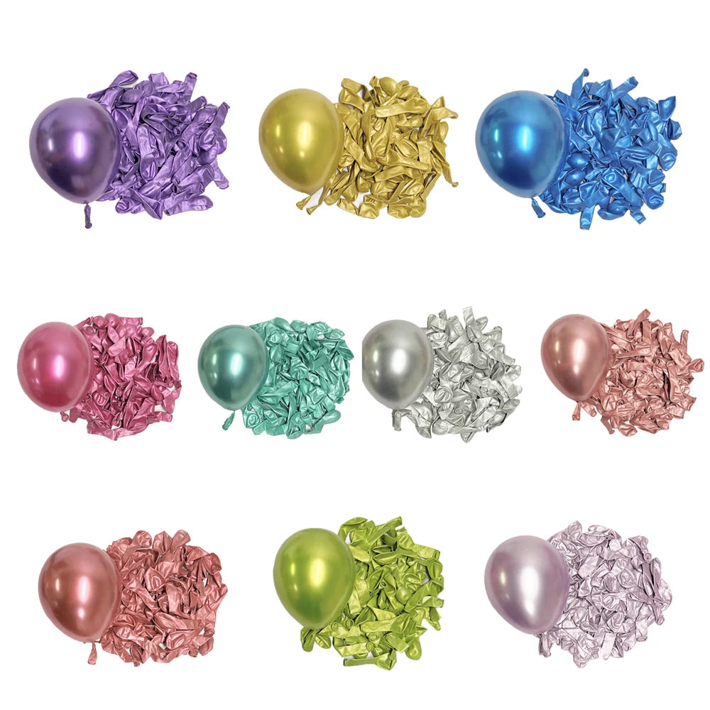 50/100Pcs Metal Balloons 5/10/12/18inch Rose Gold Metalli Silver Chrome Gold Latex Balloons Birthdays Wedding Christmas Decor
