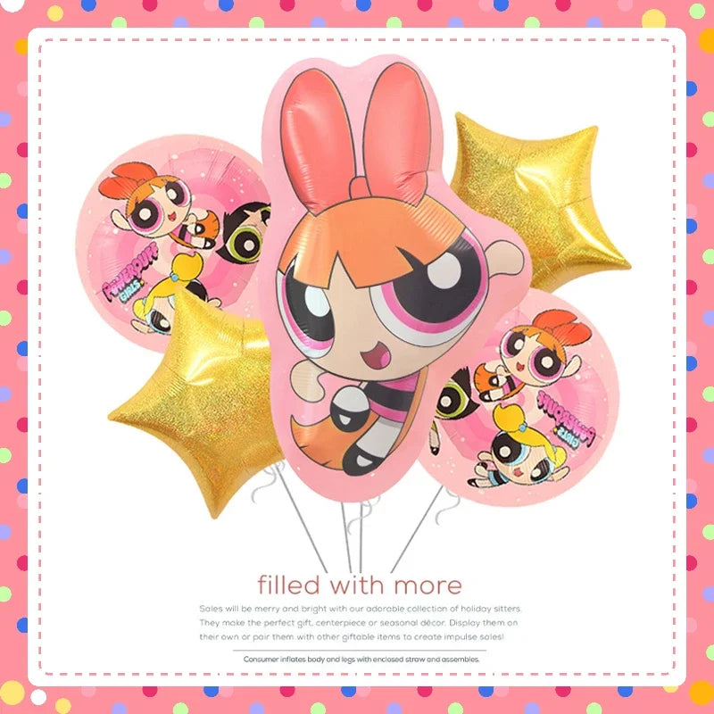 The Powerpuff Girls Aluminum Foil Balloons Blossom Helium Air Globos Birthday Party Decorations Baby Shower Kids Toy Photo Props