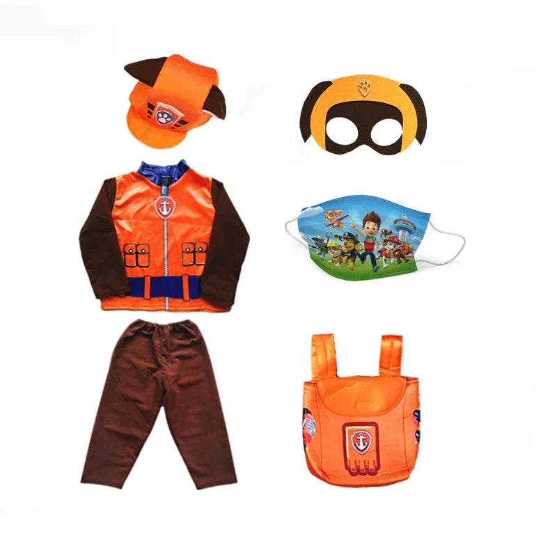 Anime Dog Patrol Kids Tops Pants Backpack Hat Marshall Chase Skye Zuma Rubble Children Patrol Uniforms Halloween Cosplay Costume