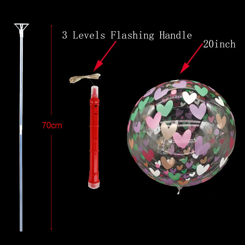 1/5/10/20/30pcs LED Light Up BoBo Balloons Colorful 3 Levels Flashing Handle 20 Inches Bubble Balloon 70cm Stick