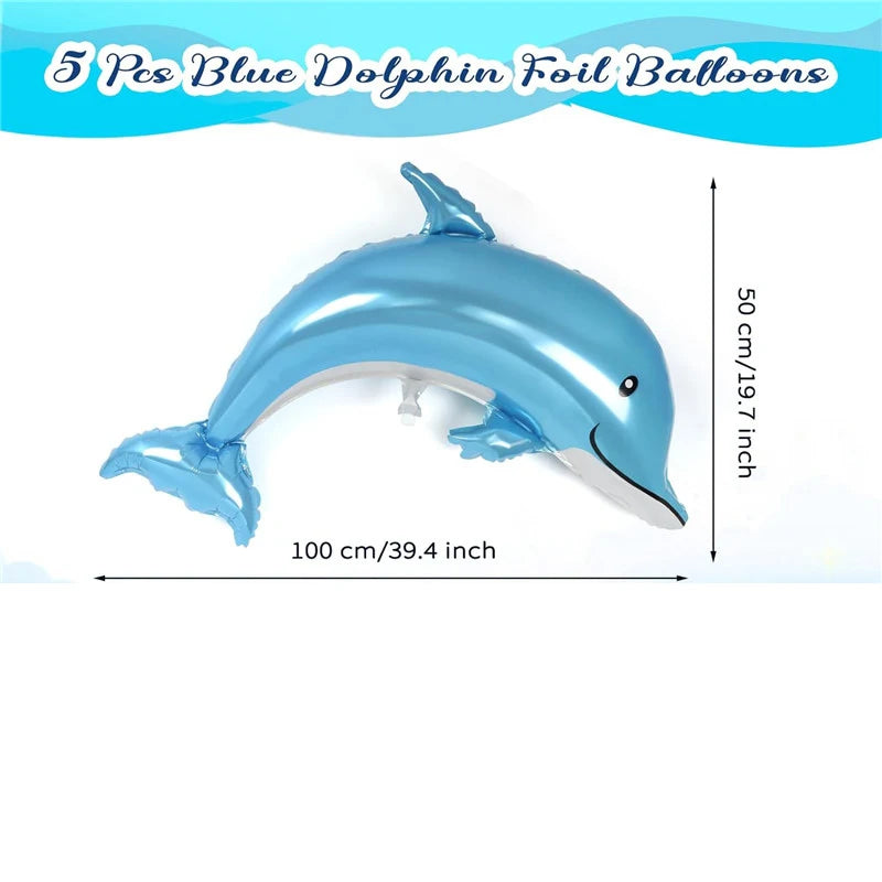 Dolphin Balloons 46 Inch Foil Balloons Sea Balloons Shape Mylar Balloons Ocean Animals Balloons Party Decorations (5 colors/lot)