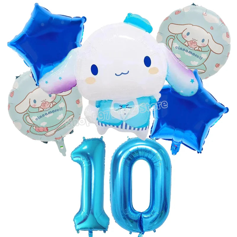 Cinnamoroll Birthday Balloons Girls Party Decoration Number Ballons Suit Cute Kawaii Ornaments Backdrop Baby Shower Decor Gift