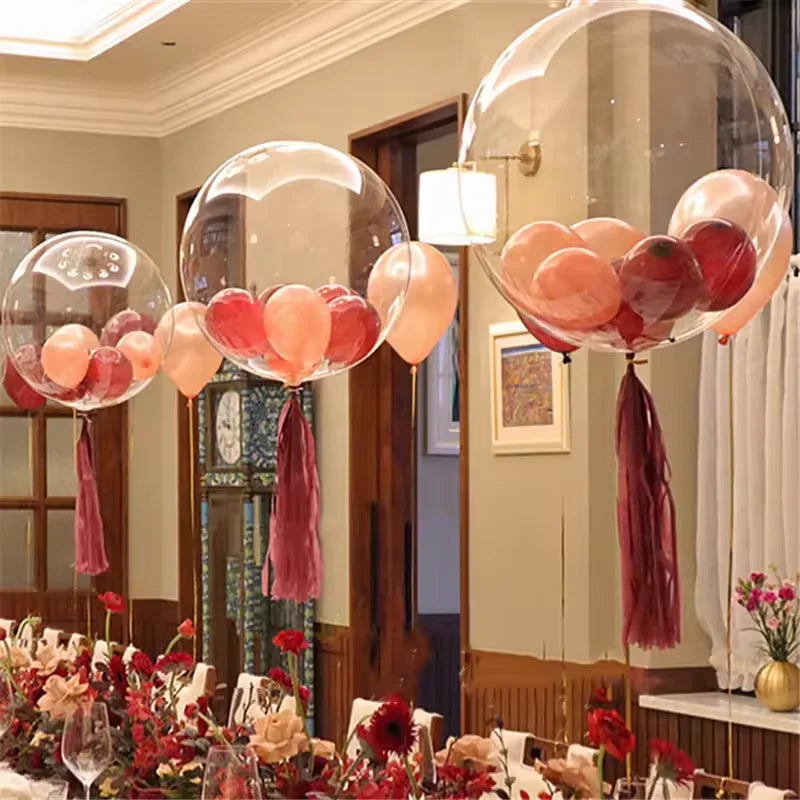 Transparent Bobo Balloon for Stuffing Flowers Led Light Up Valentine's Day Wedding Birthday Graduation Party Decoration