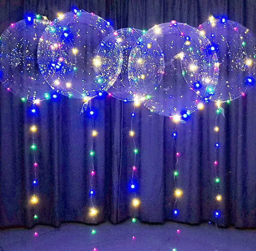 1PC Helium-Compatible LED Bobo Balloons - 18-Inch Transparent Glowing Balls, Colorful/Warm Light-Up Design