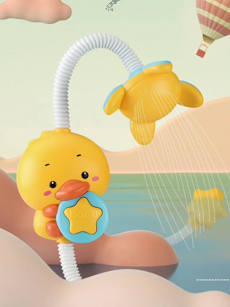 Baby shower toy with water spray, duckling flower model, rotating faucet, electric shower, water spray, swimming, baby shower to