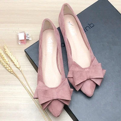 Women Flats with Big Bowknot Red Wedding Shoes Flat Heel Butterfly-knot Soft Sole Small Size 33 34 large size 43 Rose Red Flats
