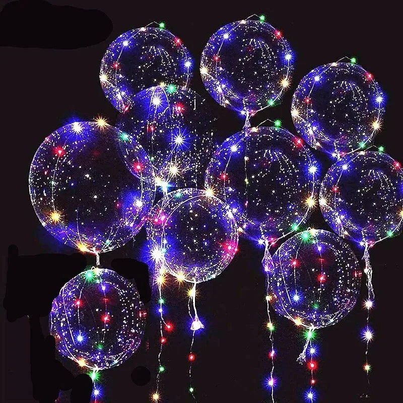 1PC Helium-Compatible LED Bobo Balloons - 18-Inch Transparent Glowing Balls, Colorful/Warm Light-Up Design