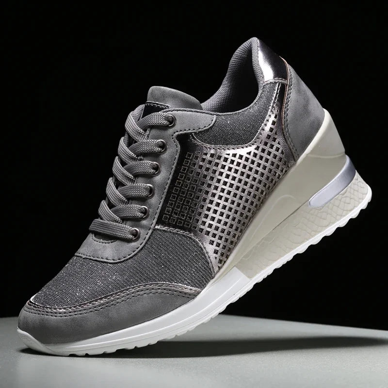 Height Increasing Women's Vulcanized Shoes Light Breathable  Walking Shoes Platform Shoes for Women Wedge Sneakers Handmade